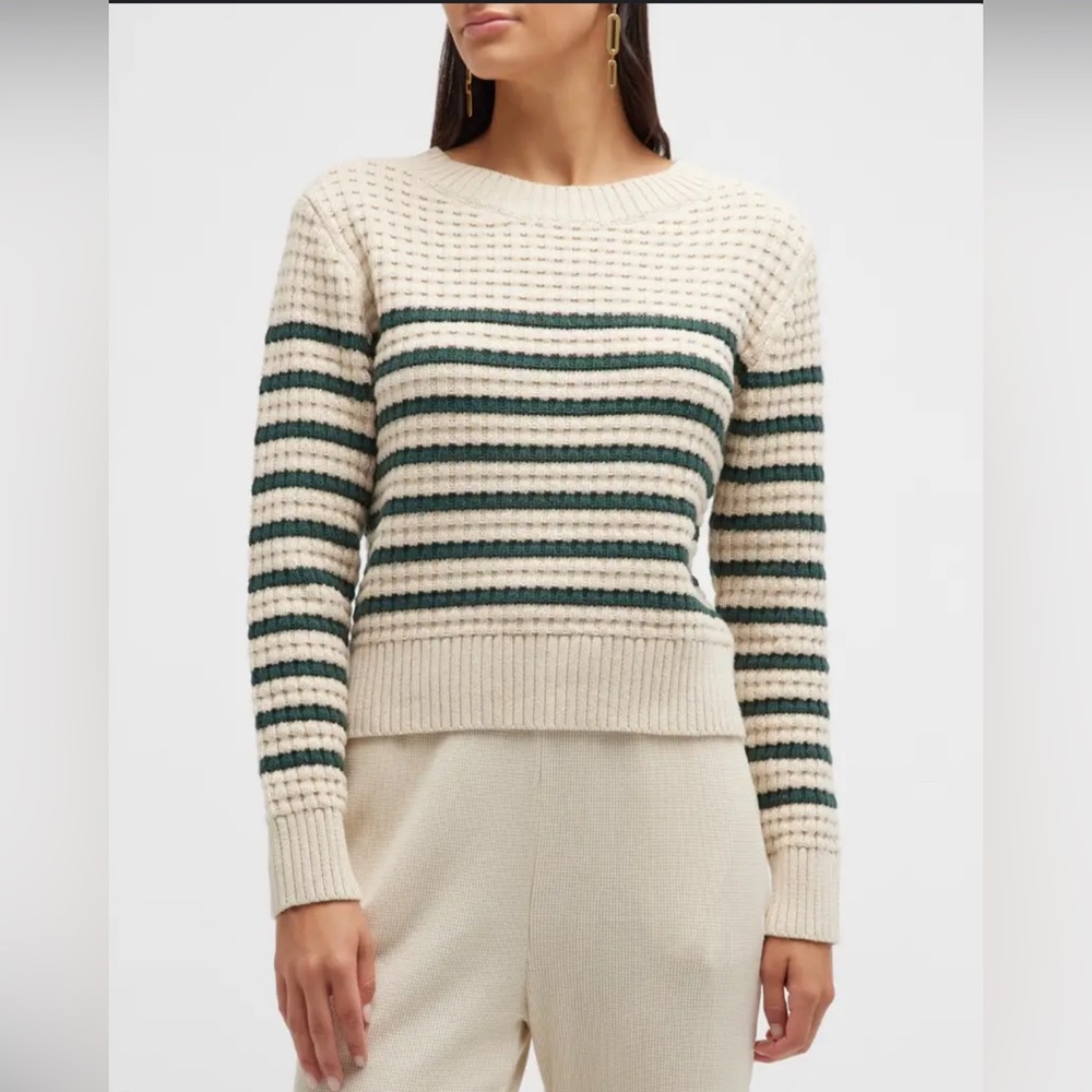 Onia Macro Waffle Boat Neck Sweater, swan-Hunter-Sailor-Stripe. Size M